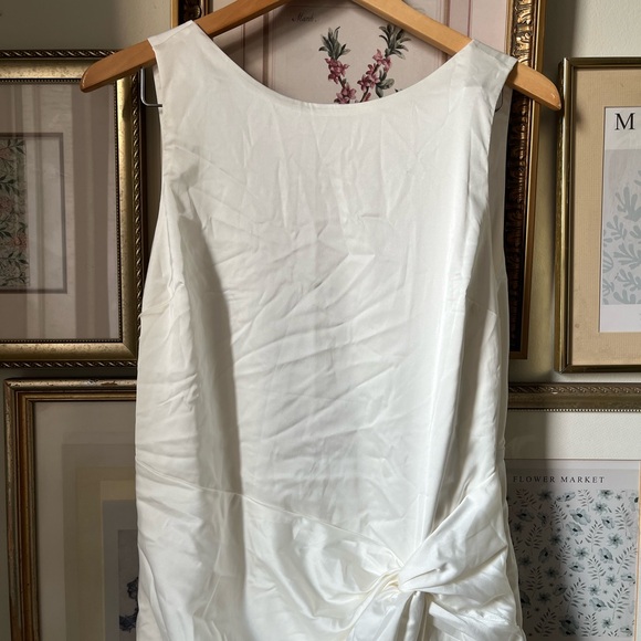 NWT Abercrombie & Fitch Draped Wrap Maxi Dress Satin Sleeveless Slit White L - Picture 9 of 12